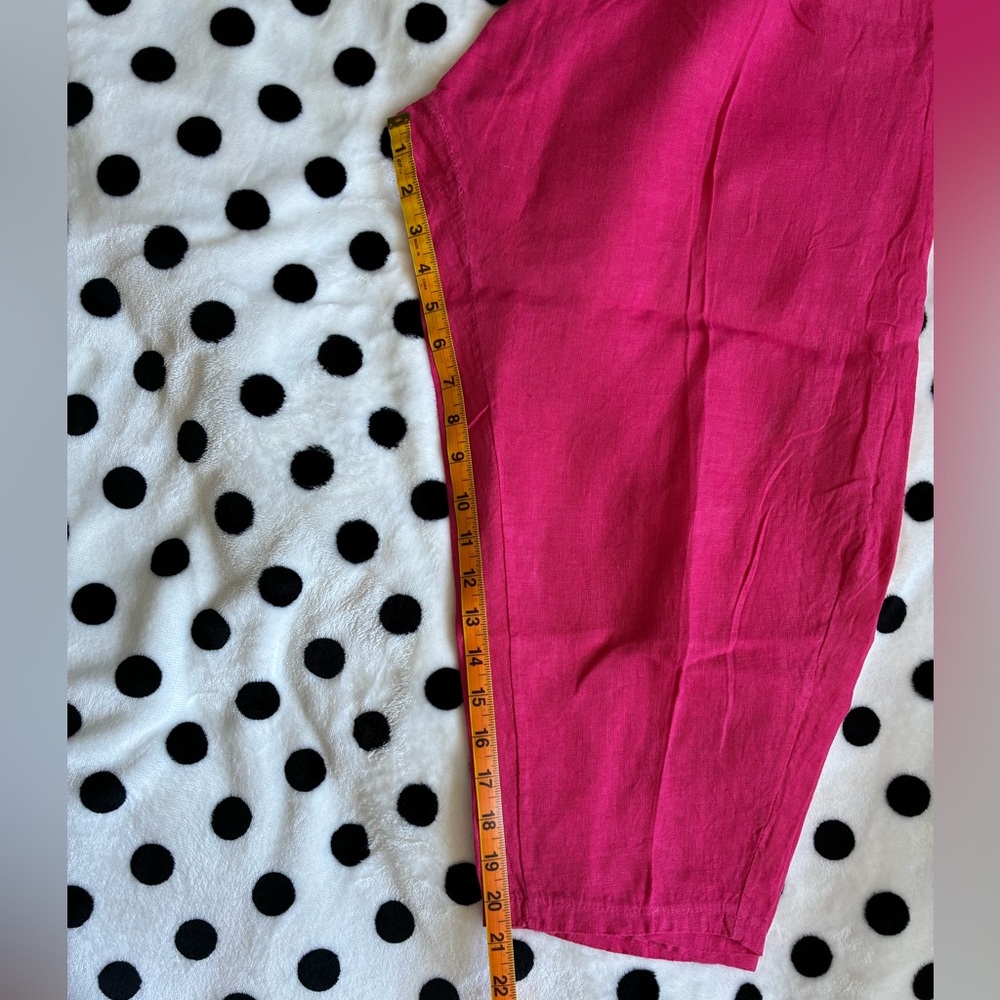 100% Linen Hot Pink Cropped Pants—Made in Italy - Picture 8 of 8